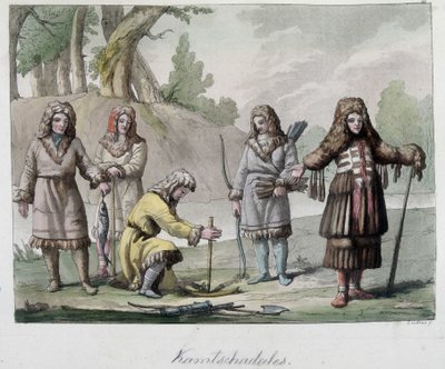 Peuple Kamtschadales en Sibérie. Dans « Le Costume Ancien et Moderne » 1819-1820, par Ferrario - Unknown artist