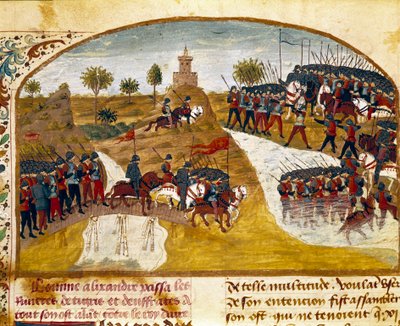 Le roi Alexandre le Grand et son armée traversent le Tigre et l