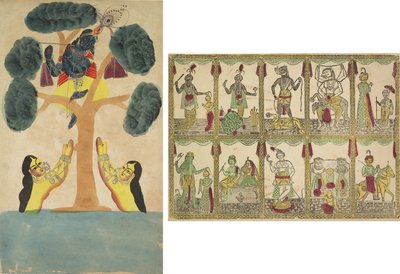 Krishna vole les vêtements des vachères (Gopis) (recto); Das Avataras, dix incarnations de Vishnu (verso) - Unknown artist