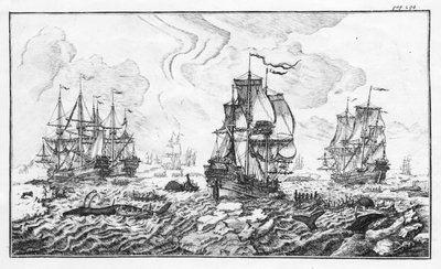 La chasse à la baleine - gravure dans « Classic account of the Arctic whaling industry » par Cornelis Zorgdrager - Unknown artist