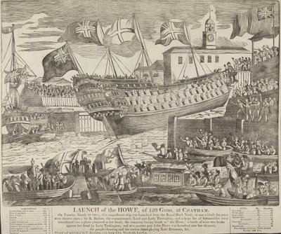Lancement du Howe, de 120 canons, à Chatham - Unknown artist