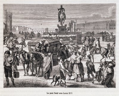Le Pont Neuf sous Louis XIII - Gravure du 19e siècle - Unknown artist