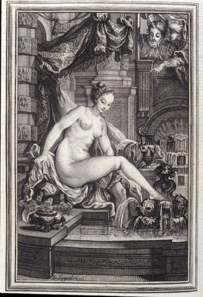 Le Roi Candaule et le maître en droit dans « Contes et nouvelles en vers » par Jean de La Fontaine. 1762. - Unknown artist