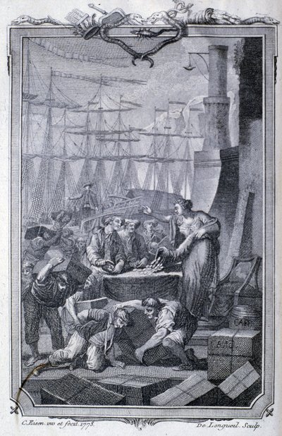 Le commerce avec les colonies (dont le café) - dans « Histoire philosophique et politique des établissements et du commerce des Européens avec les deux Indes » par G.T. Raynal, éd. Pellet, Genève - Unknown artist