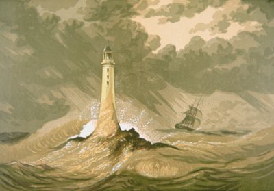 Phare avec navire à voile - Unknown artist