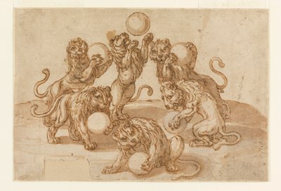 Lions jonglant avec les boules des Médicis - Unknown artist