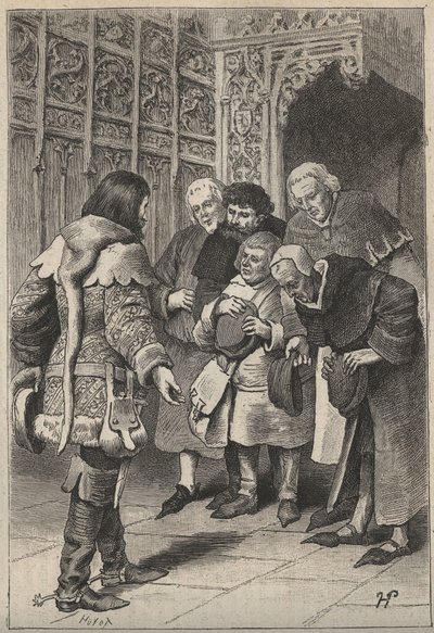 Lord Patrice Charteris et le Bourgeois de Perth - illustration du 19ème siècle pour le roman historique « La Jolie Fille de Perth ou la Saint-Valentin » de Walter Scott (1771-1832) - Unknown artist