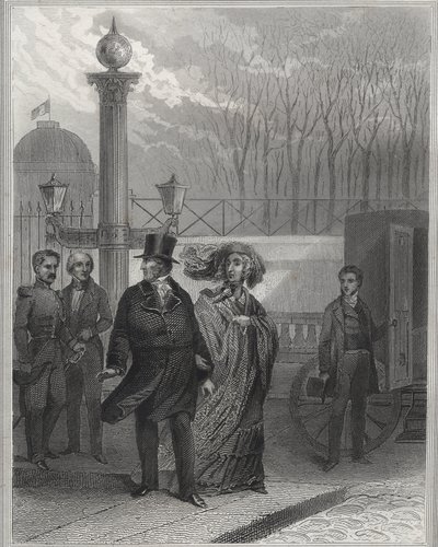 Louis Philippe et sa famille devant le Palais des Tuileries - Abdication de Louis-Philippe Ier, 24 février 1848 et établissement de la Deuxième République - Révolution de février 1848. Le peuple a pris d