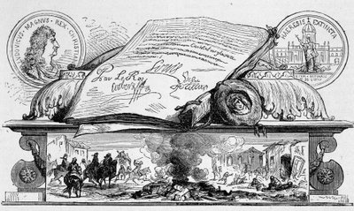 Louis XIV signant la révocation de l