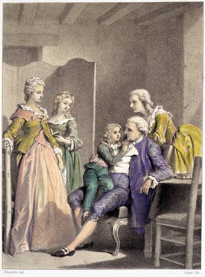 Louis XVI, Marie-Antoinette et Louis XVII enfermés dans le temple - Unknown artist