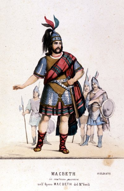 Personnage de Macbeth en costume de guerrier dans l