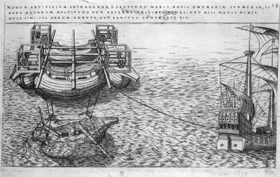 Machine pour le renflouement des navires au XVIe siècle - éd. 1578 - Unknown artist