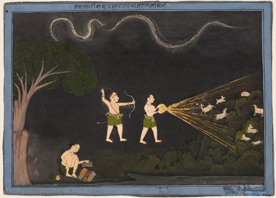 Maharana Jagat Singh II de Mewar (r. 1734-1751) déguisé en Bhil, chassant le cerf la nuit - Unknown artist