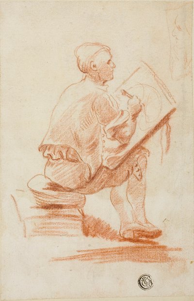 Homme assis sur un tabouret - Unknown artist