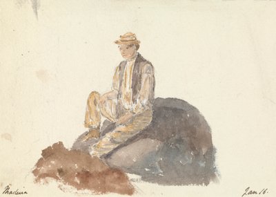 Homme Assis sur un Rocher (Madère 16 janvier) - Unknown artist