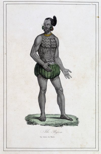 Homme des îles Byron avec tatouages (Polynésie) - dans « Les différents peuples de la terre » par Abbé Paul Jonhanneaud, Librairie des Bons livres - Unknown artist
