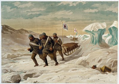 Hommes et traîneau sur la glace - dans « Les rivages de la mer polaire, récit d