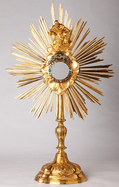 Ostensoir. Vermeil, diamants, fausses pierres précieuses avec statue de Dieu le Père. 18ème siècle. - Unknown artist