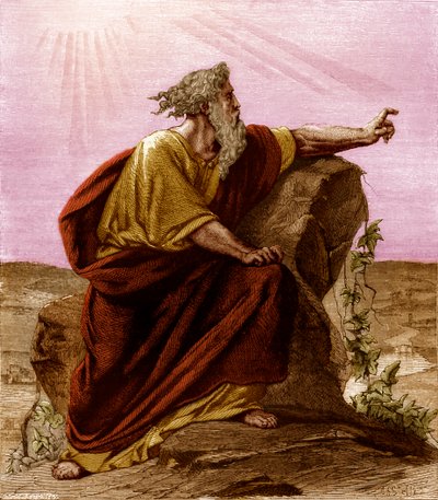 Moïse contemplant la Terre Promise depuis Pisgah, Mont Nebo - Unknown artist