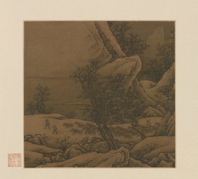 Caravane de mulets dans les montagnes enneigées - Unknown artist