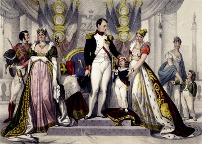 Dynastie napoléonienne de 1804 à 1815. Joséphine, Napoléon Ier, Roi de Rome, Marie Louise. Gravure du 19ème siècle - Unknown artist