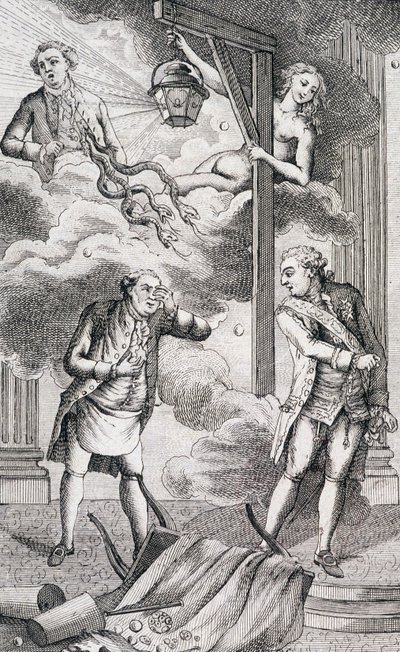 Necker jugé par le tribunal de la lanterne - dans « Supplément à la vie privée et ministère de M. Necker, Directeur général des Finances » par un citoyen, éd. Pellet, Genève - Unknown artist