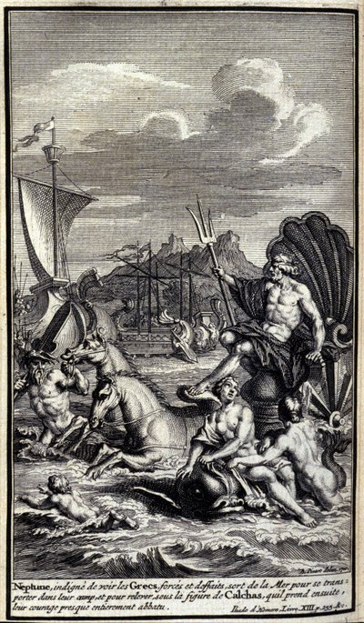 Neptune se rend au camp des Grecs pour les encourager (Illustration de l