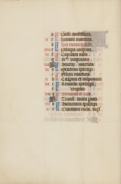 Page du calendrier d