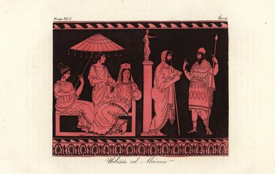 Ulysse accueilli par Alcinoos, roi des Phéaciens sur l