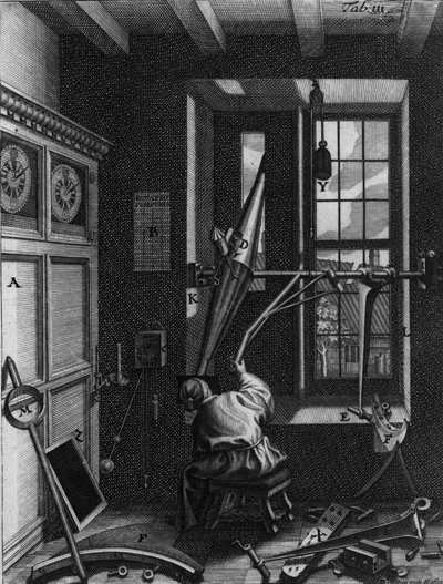 Olaus Romer (Ole), astronome danois (1644-1710) observe les éclipses des satellites de Jupiter - Unknown artist