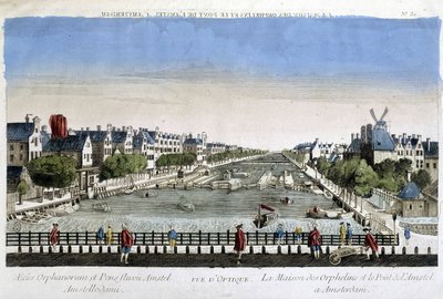 Maison des orphelins et pont Amstel à Amsterdam - Vue optique - Unknown artist