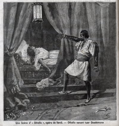 Othello vient de tuer Desdémone dans son lit. Scène de l