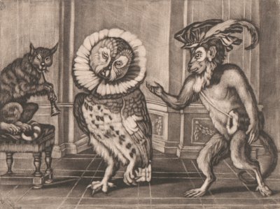 Hibou, singe et chat de Mezzotintoes par Smith, Vol. III - Unknown artist