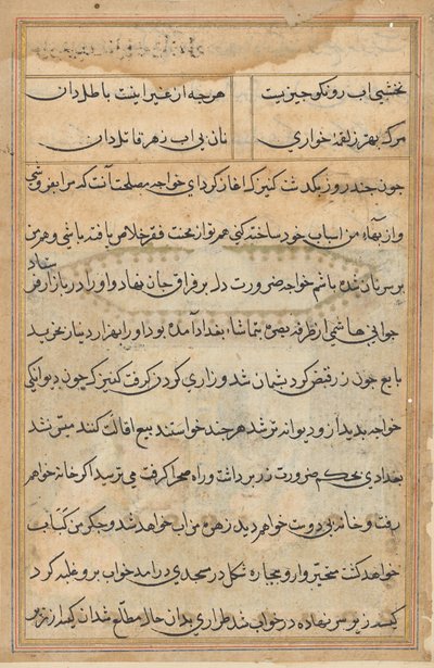 Page des Contes du Perroquet (Tuti-nama) : page de texte - Unknown artist