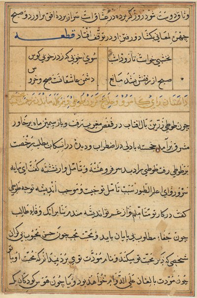 Page des Contes du Perroquet (Tuti-nama) : page de texte - Unknown artist