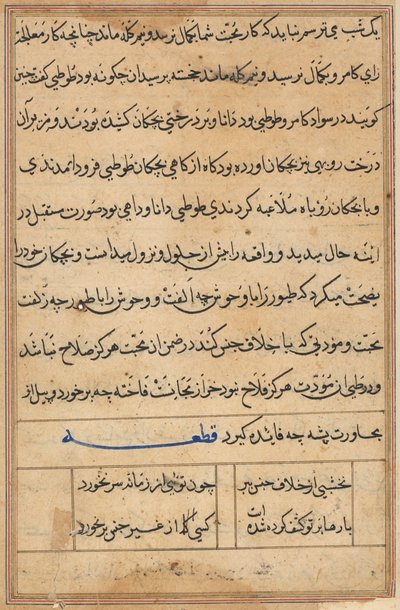 Page des Contes du Perroquet (Tuti-nama) : page de texte - Unknown artist