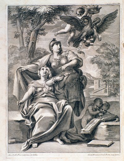 Page de frontispice de la partition musicale de « Opus 1 » (12 concerti grossi) par Pietro Locatelli (1695-1764) - Partition pour « 12 concertos grossos » par Locatelli 1721 Bologne, musée civique musical - Unknown artist