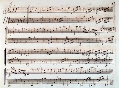 Page de partition musicale de Castor et Pollux, tragédie lyrique par Rameau (1737) - Unknown artist