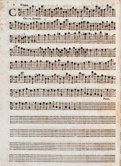 Page de la partition musicale de "Concerti a cinque, Op. 5" de Tomaso Albinoni - Unknown artist