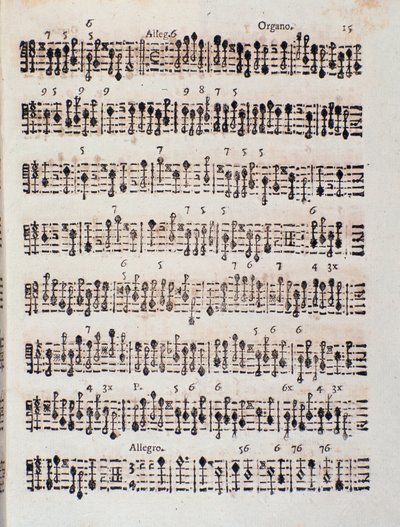 Page de partition musicale de Sonata a 2 violini, violoncello e organo, op. 5 par Giuseppe Aldrovandini (1706) - Unknown artist