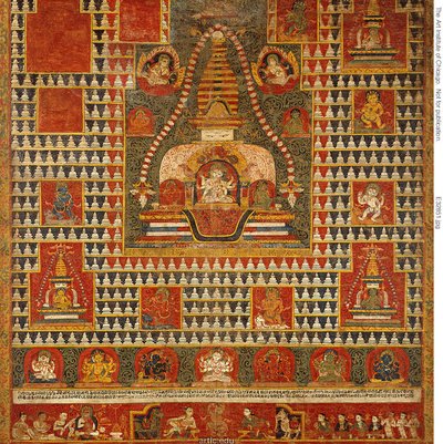 Bannière peinte (paubha) de la déesse Ushnishavijaya à l