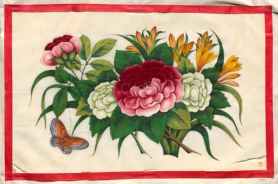 Peinture dix du livre illustré de fleurs et de papillons - Unknown artist