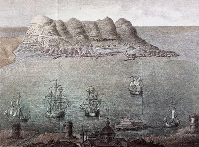 Vue panoramique de Gibraltar et du Détroit. 19ème siècle Madrid, Bibliothèque Nationale - Unknown artist
