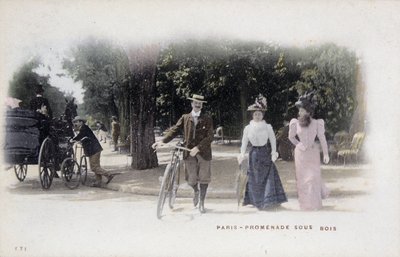 Paris, promenade sous bois - carte postale, fin 19e siècle - Unknown artist