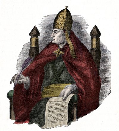 Pape Grégoire le Grand (Grégoire le Grand ou Gregorio Magno ou Gregorius Magnus) (590-604). - Unknown artist