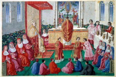 Le pape Sixte IV assiste à la messe dans la chapelle Sixtine au Vatican - Unknown artist
