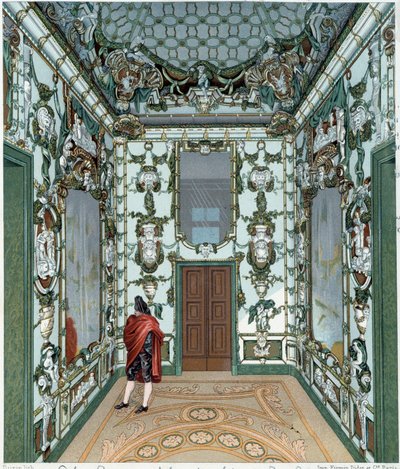 Salon de porcelaine du Palais Royal de Madrid. Gravure du 18ème siècle - Unknown artist