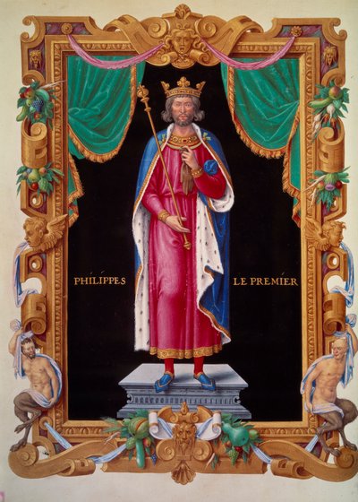 Portrait en pied du roi de France Philippe Ier (1052-1108). Miniature dans le Recueil des rois de France par Jean du Tillet - Unknown artist