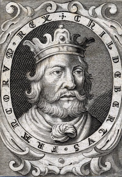 Portrait de Childebert Ier (v. 495-558) roi de Paris gravure du 18e siècle - Unknown artist