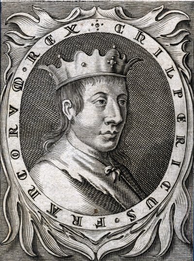 Portrait de Chilpéric II (v. 670-721), roi de Neustrie. Gravure du 18e siècle - Unknown artist